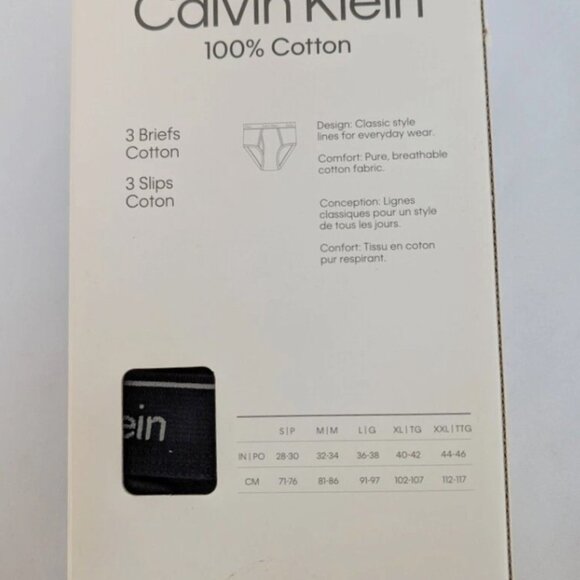 Calvin Klein Mens Underwear BRIEFS Sz 2XL Cotton Classic Fit 3 Pack Black - Picture 2 of 5